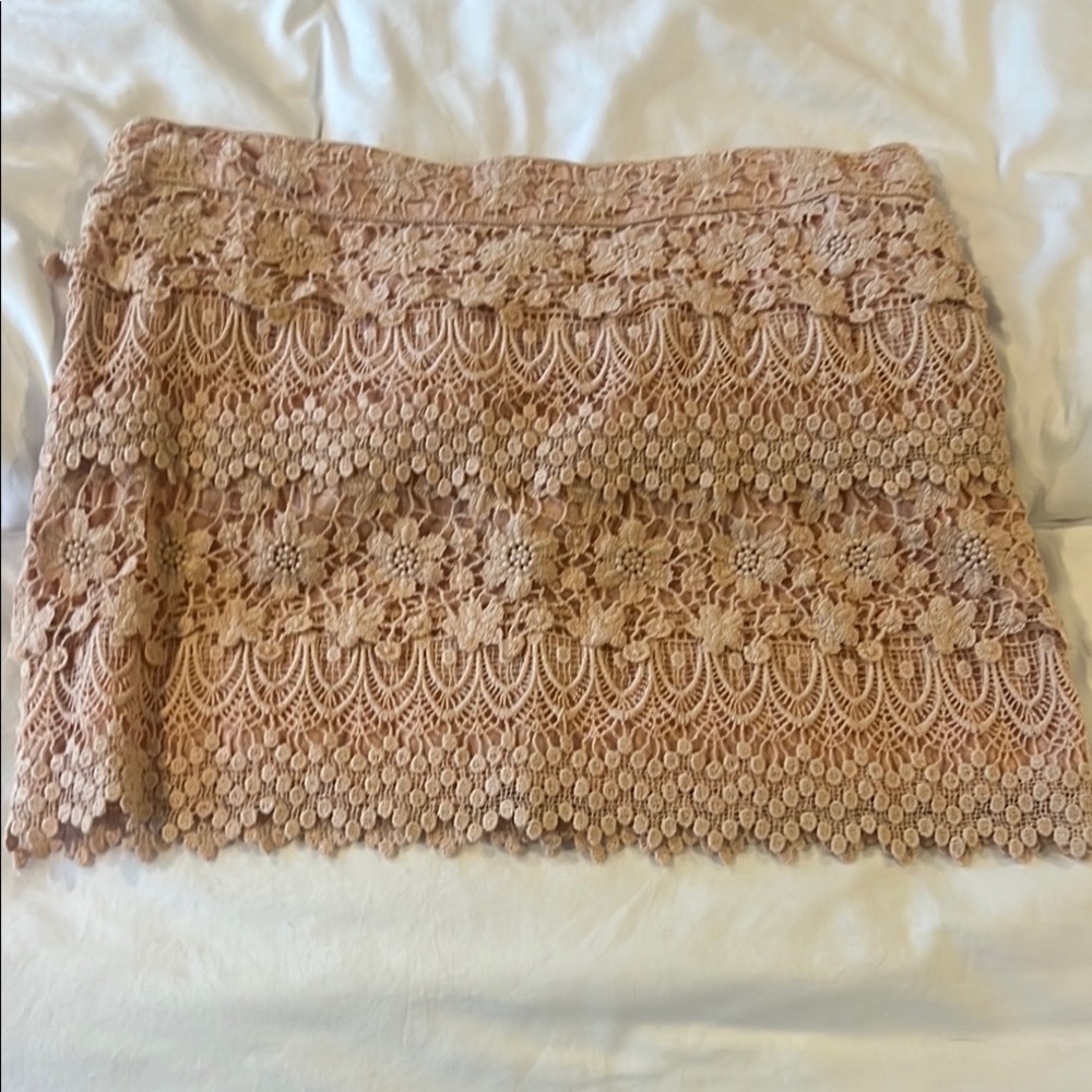 Elegant Lace Peach Skirt